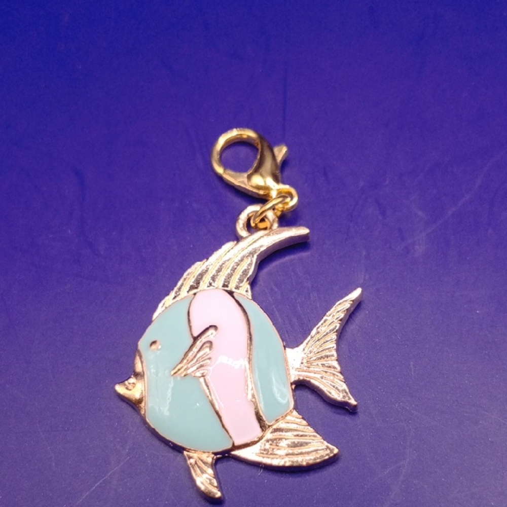 Gold and Pink Fish Charm Pendant